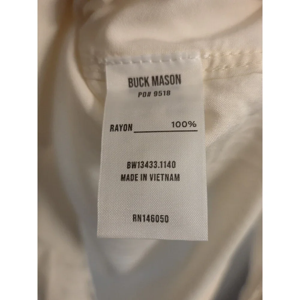 NWT Buck Mason The Poet Shirt Alabaster Rayon Button Front Blouse Womens XS $158 - Picture 5 of 8